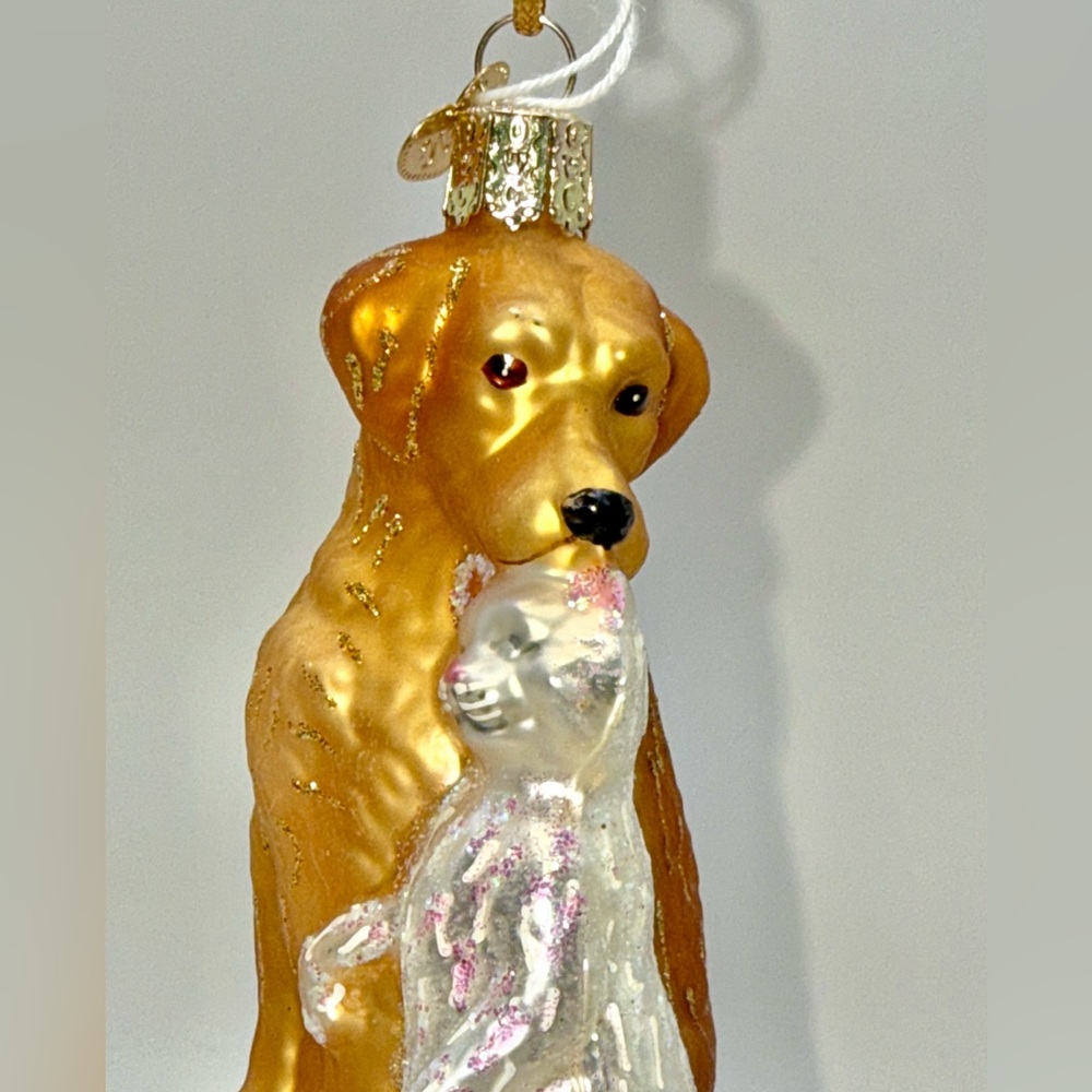 Charming Gold and Silver Dog and Cat Vintage Ornament
